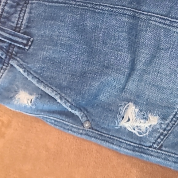 Free People Medium Wash Blue Button Fly High Rise Baggy Shorts Women's Size 4 - Picture 6 of 12